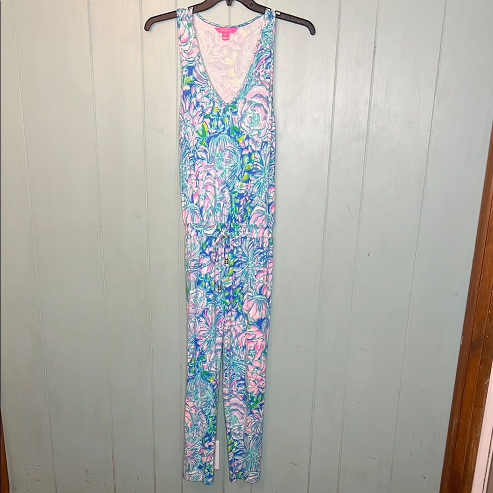 Lilly Pulitzer Vibrant Blue and Pink Floral Jumpsuit